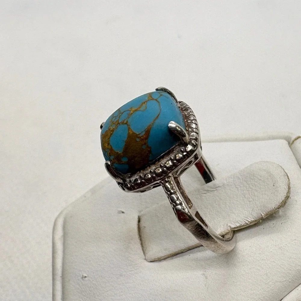 STS Chuck Clemency Turquoise Ring Size 5 Sterling Silver 925 Textured Band